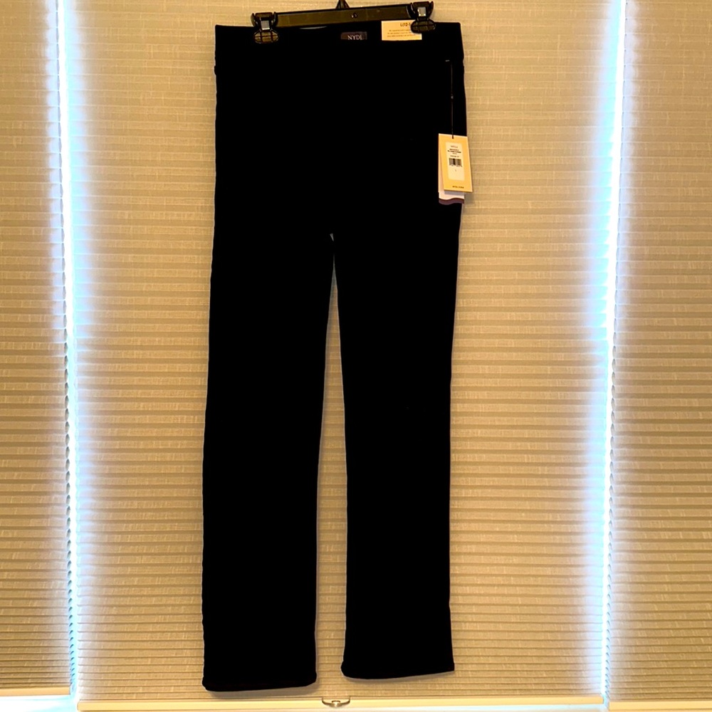 NYDJ Marilyn Straight Leg Pull-On Jeans size L (12,14,16) rich black. NWT